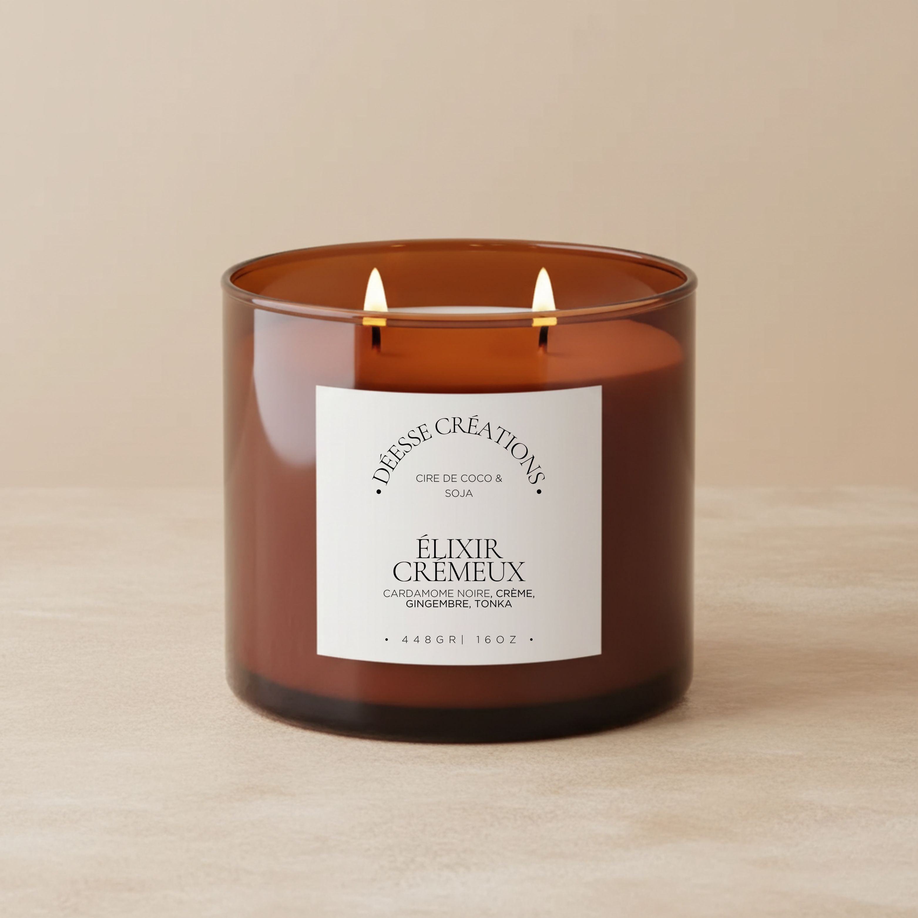 BOUGIE GRAND FORMAT: ÉLIXIR CRÉMEUX - Déesse Créations Artisanales