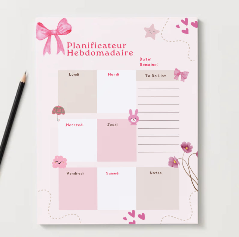 PLANIFICATEUR HEBDOMADAIRE - Déesse Créations Artisanales