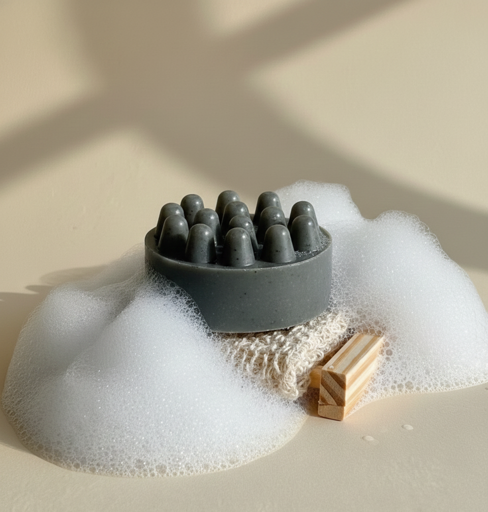 SAVON DE MASSAGE: CHARBON & PIN - Déesse Créations Artisanales